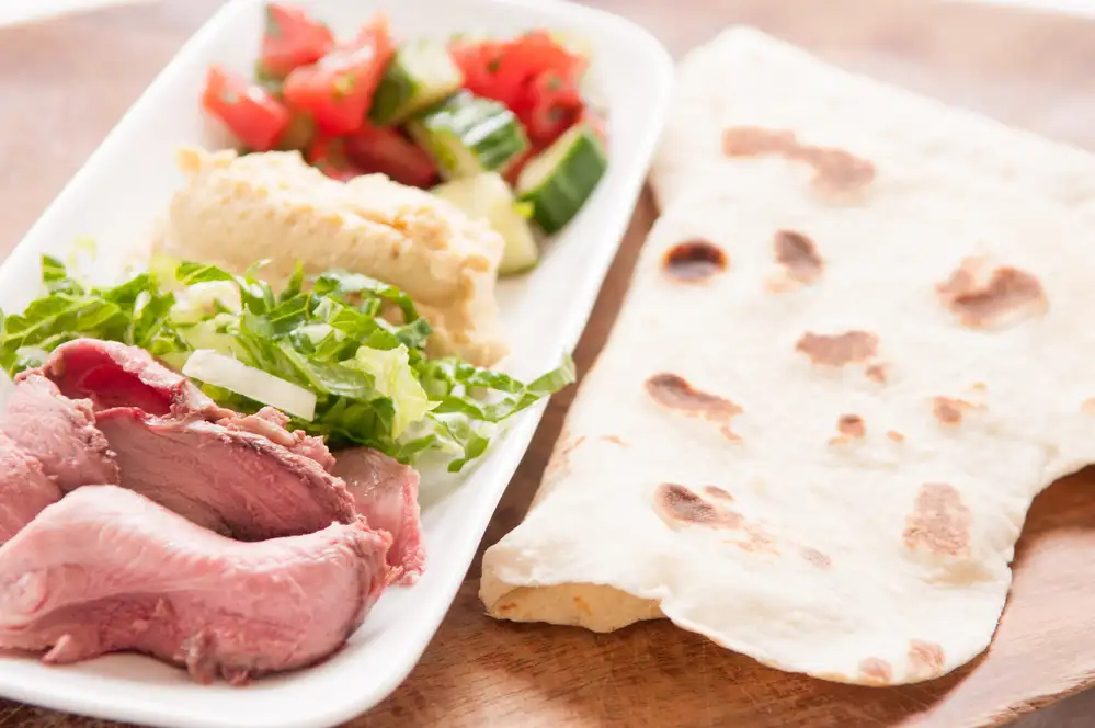 Beef shawarma wrapped in lavash at aj greek & gyro on ledbetter dr dallas tx